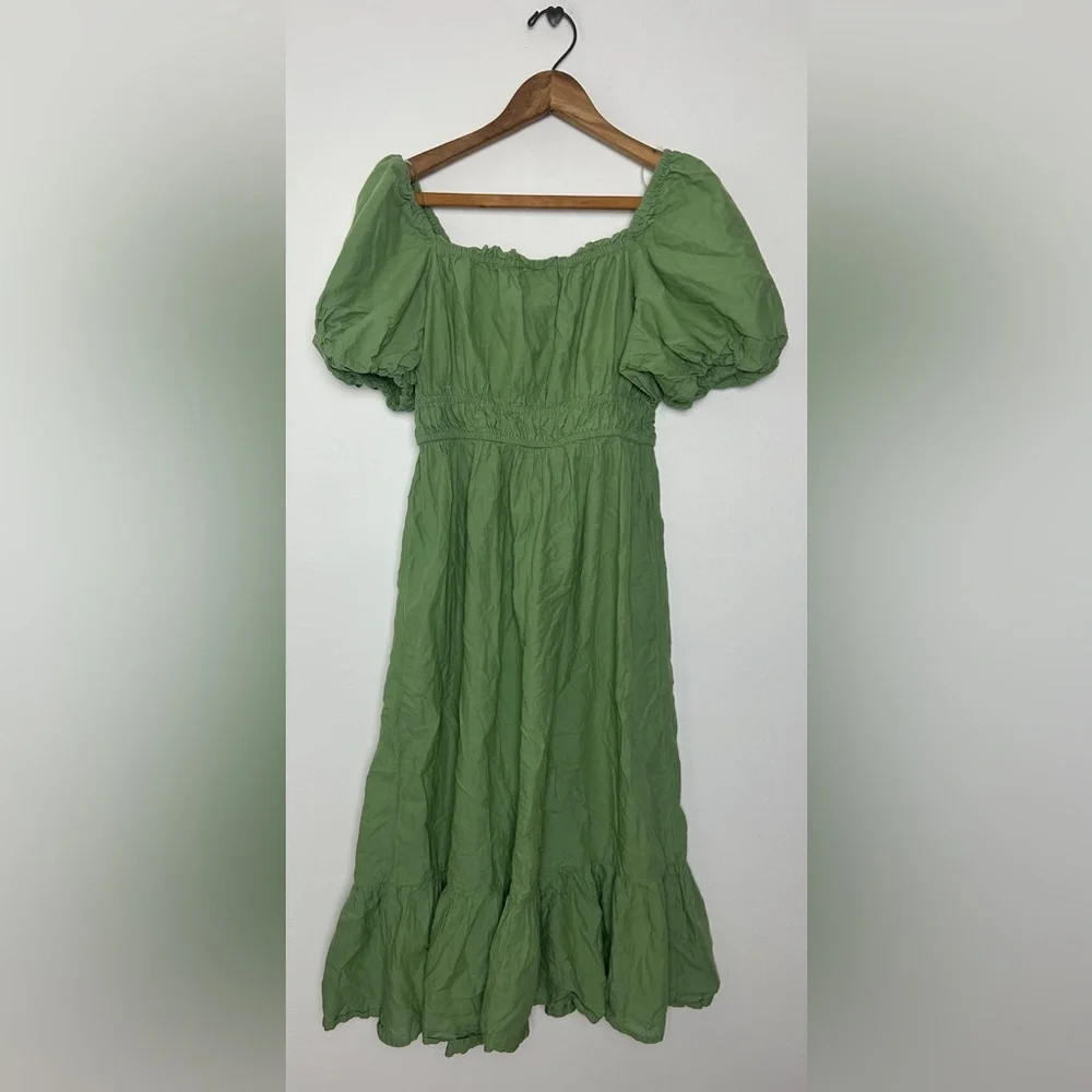 Dizzy Lizzy Green Poplin Midi Dress - Picture 2 of 4